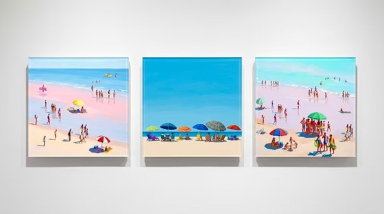 Exhibition Piece – Tiny People - Summer Beach| Contemporary Modern art| 3-part | 180 × 60 cm | 5 mm Acrylic (photo 2 of 5)