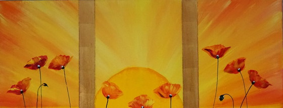 Image 1 of Golden Thresholds – Large Original Painting 80x70 cm, Hand Applied 23K Gold Leaf, Contemporary Symbolic Art