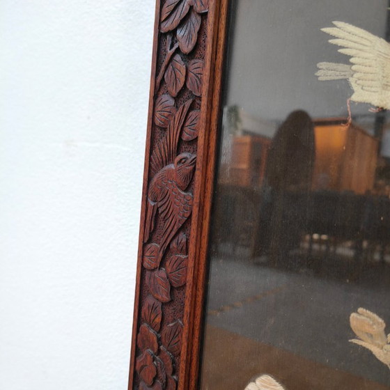 Image 1 of Paravent de cheminée ancien asiatique en bois, paravent décoratif