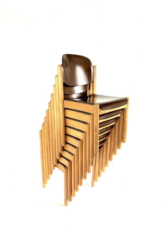 Image 1 of 9x vintage plywood stacking chair '60