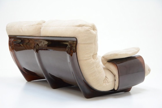 Ligne Roset Marsala 2-zitsbank van Michel Ducaroy — Vintage Frans Design, Lichtbeige Bouclé Jaren 70 (photo 3 of 7)