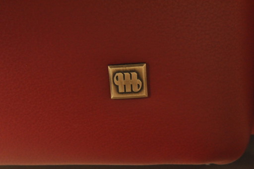 Red leather lounge sofa