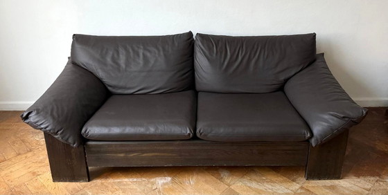 Image 1 of Retro-Ledersofa mit Marmortisch