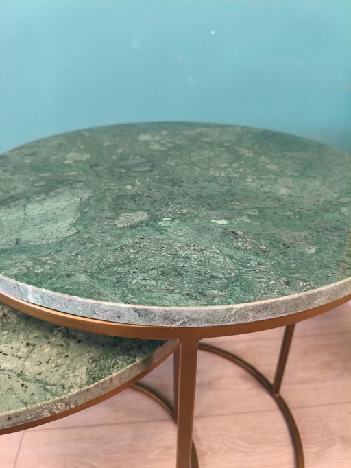 Ensemble de tables d'appoint en marbre vert