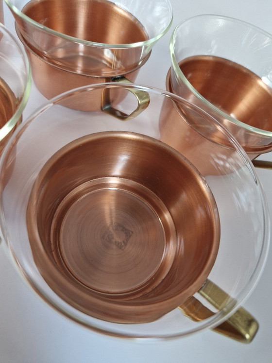 Image 1 of Tea Glasses in copper baskets.Schott&Mainz Germany.