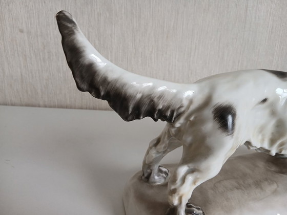 Image 1 of Gyorgy Vastagh Herend, groot porseleinen beeld Ierse Setter