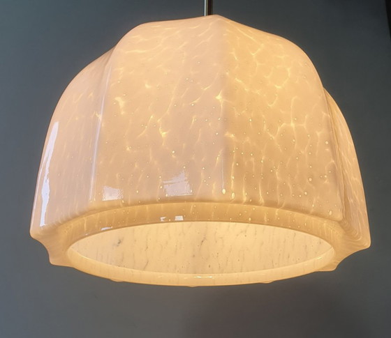 Vintage Large Pendant Lamp of Swirled Glass - Murano Style, Glashütte Limburg, Metal, Murano Glass, Gold (photo 15 of 17)