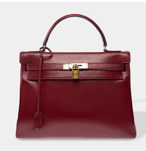 Sac HERMES Kelly 32 en Cuir Bordeaux - 103406