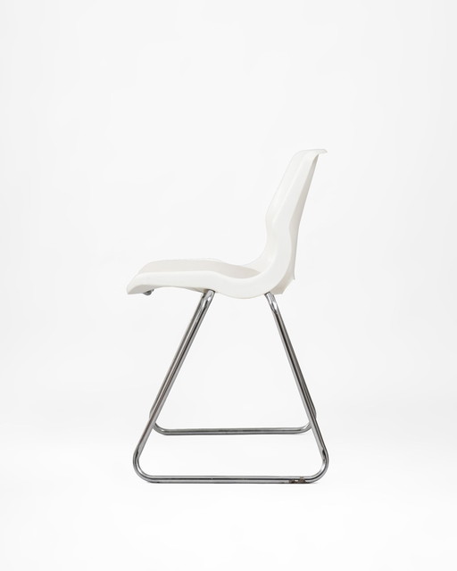 Swedish Chair By Overman Made Of Tubular Steel And Plastic