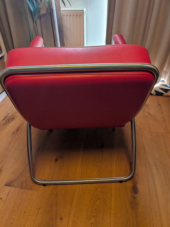 The Dutch Seating Company Dyker 20 Design Fauteuil – Rood Leer & Chroom – Leather (photo 4 of 9)