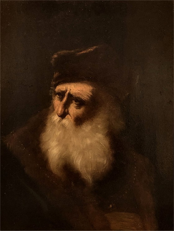 Image 1 of Portrait ancien XIXe siècle – Huile sur panneau – École européenne