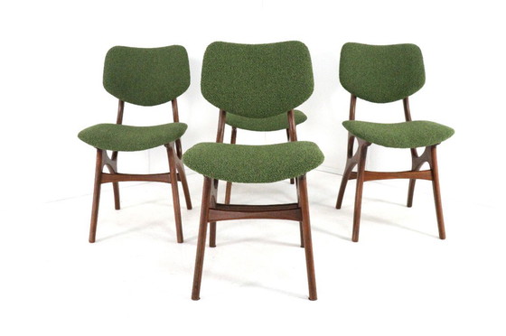 Image 1 of Ensemble de 4 chaises de salle à manger Pynock, style vintage, rembourrées