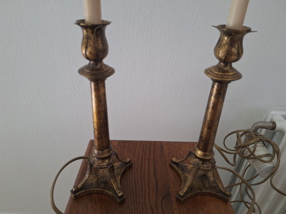 2 hohe Tischlampen aus Messing/Bronze, vermutlich von Kullmann – Brass (photo 3 of 5)