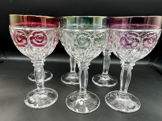 Image 1 of Copas de vino de cristal de plomo, Alemania, década de 1960, Anna Hütte