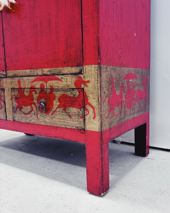 Rode Chinese Kabinet – Opbergkast, Wood (photo 7 of 11)