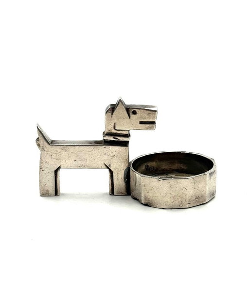 Posacenere piccolo Art Déco Ric & Mac placcato in argento, Edouard Marcel Sandoz, Gallia Christofle, Francia, anni '30