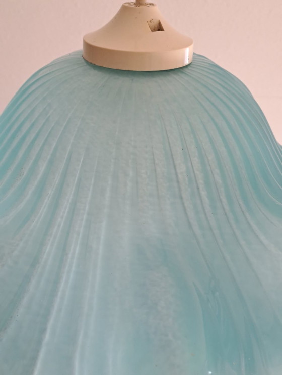 Image 1 of Lampada a sospensione in vetro opalino blu francese