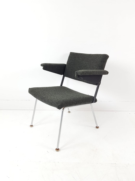 Image 1 of Vintage armchairs Gispen reupholstered plough fabric wool