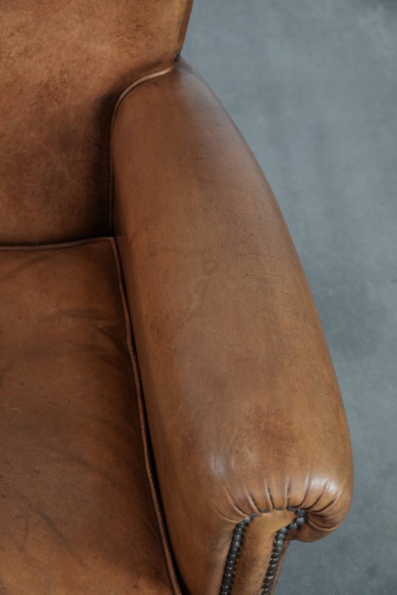 Image 1 of Poltrona vintage in pelle di pecora con carattere