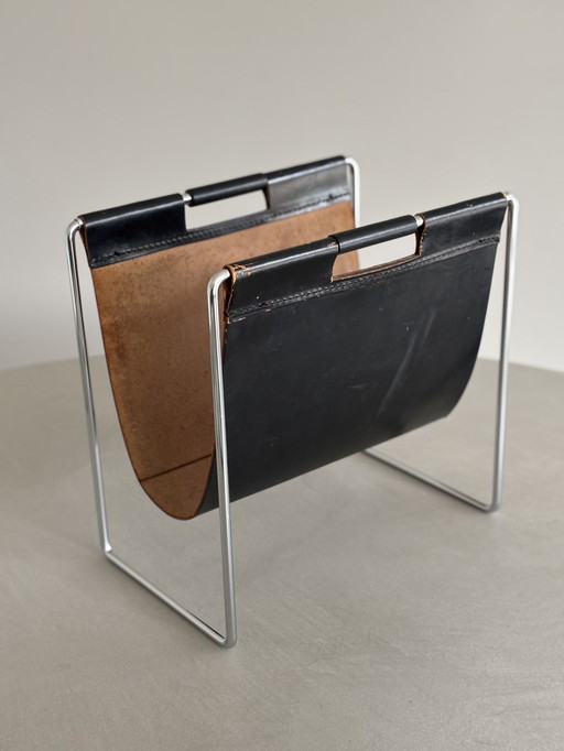 Vintage leren lectuurbak Brabantia