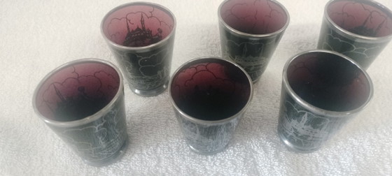 Image 1 of Murano liqueur set  - Amathist & zilveren Overlay 