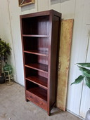 Teak bookcase, dimensions 69x30cm and 190cm high.
