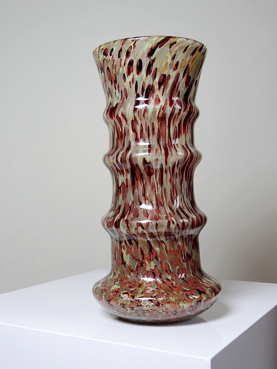 Image 1 of Vase Verre Moucheté Aventurine Copper Inclusions Art Deco Style Legras