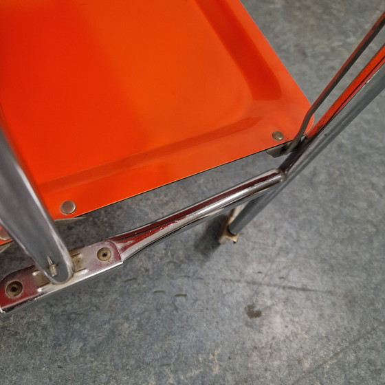 Image 1 of Carrello bar vintage, tavolino arancione anni '60/'70, tavolo di servizio