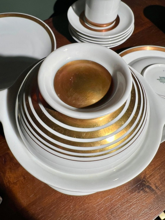 ¡Raro! Servicio de Desayuno/Café Hutschenreuther para 6, con Hoja de Oro de 14k, años 70, Excelente Estado (photo 5 of 8)