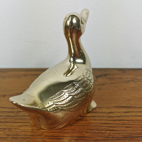 Image 1 of Set aus zwei Messingstatuen zweier Enten. Messingfigur