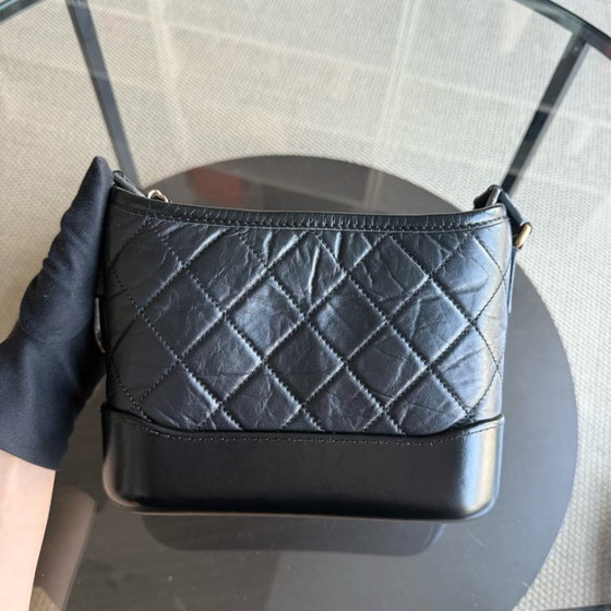 Image 1 of Chanel Gabrielle Small - Quilted Aged Calfskin Black Two-tone Gold Hardware