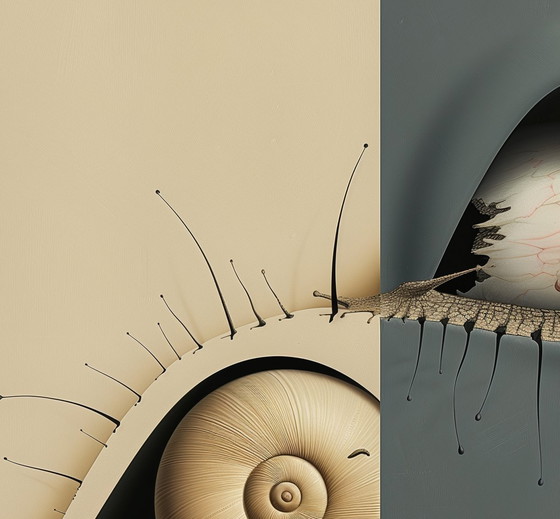Image 1 of Unique Edition *** High-Quality Giclée  *** Monsieur Escargot and the Paradox of the Unblinking Gaze ***