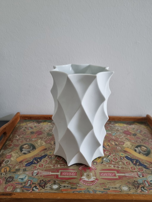 60er Jahre Gerold Porzellan Vase, Bavaria, Mid-Century, Biskuit, geometrisch