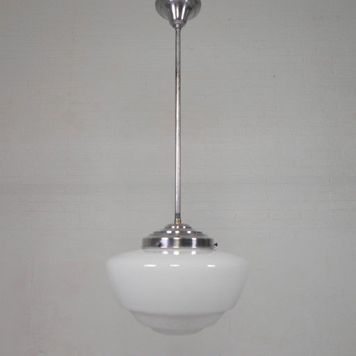 Art Deco Pendant Lamp With Stepped Glass Shade, Semlite Vsl, 1930s