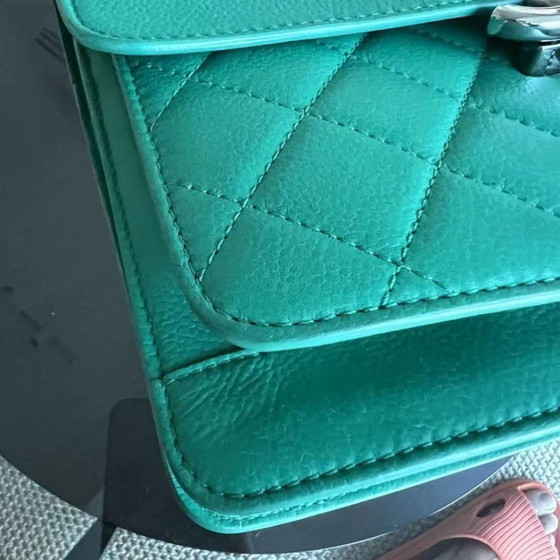 Image 1 of Chanel Caviar 25CM 2017 Urban Handle Quilted Grained Calfskin Green Blue Silver Hardware Series 23