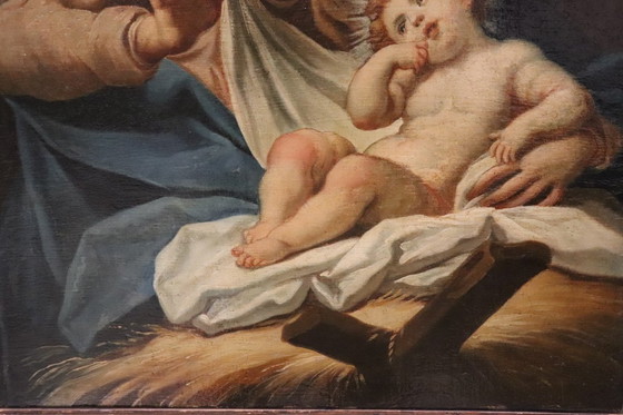 Image 1 of Sainte Famille, peinture à l'huile sur toile, école italienne du XVIIIe siècle