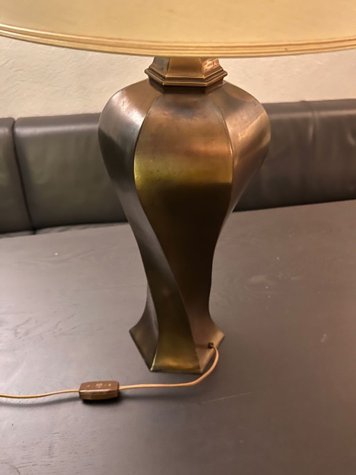 Sculptural mid-century Kullmann table lamp (c. 1965–1975) — sand-cast, large size, beautiful patina
