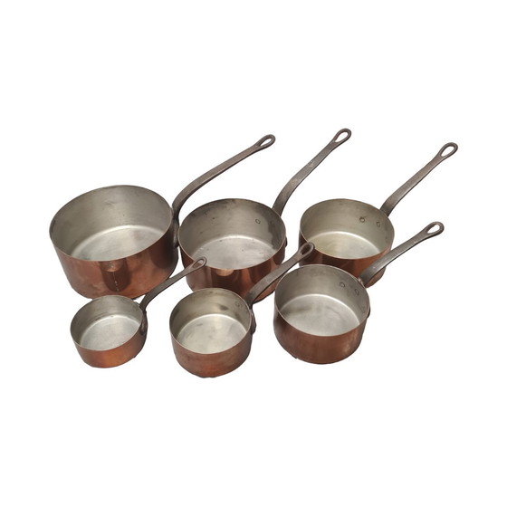 Image 1 of Vintage French Copper Pans Set 6 Parts, 1950s/60s