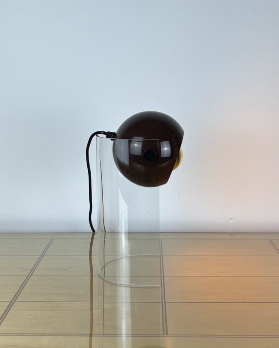 Image 1 of Vintage Eyeball Lamp 1970s Space Age Sputnik design 70s Brown Spot Light with Acrylic Stand Mid Century Modern Industrial Design