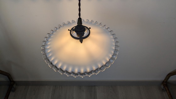 Image 1 of Vintage White Opaline Hanging Lamp