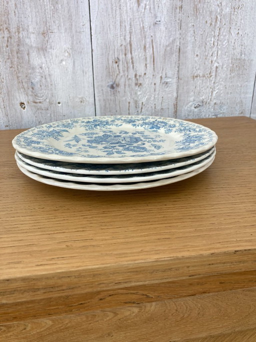 4 platos antiguos azules