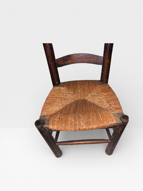 Image 1 of Antique wooden and straw chair – Country/Rustic style