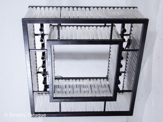 Image 1 of Grande lampadario a tubo di vetro , 1980