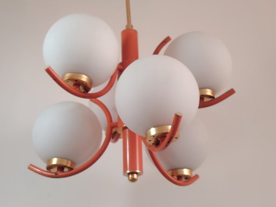 Image 1 of Lampe suspendue futuriste Spoutnik de l'ère spatiale, attribuée à Richard Essig