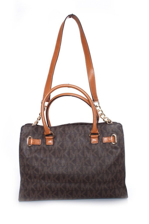 Borsa shopper Michael Kors in tela marrone con monogramma.