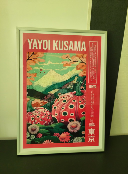 Original Yayoi Kusama print framed.