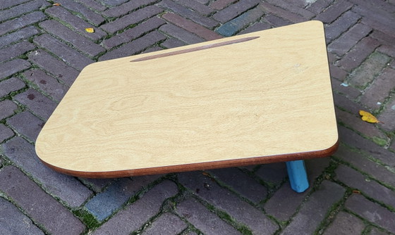 Banchetto scolastico anni '50/'60 modello "Envoy" American Seating Company, Scrivanie, Metallo, Legno, Blu (foto 5 di 14)