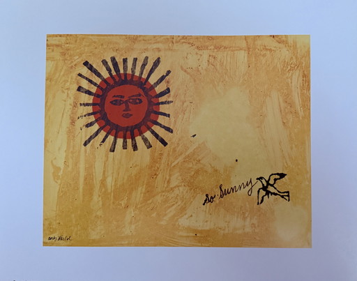 Andy Warhol : "So Sunny C. 1958". Signé dans la plaque.