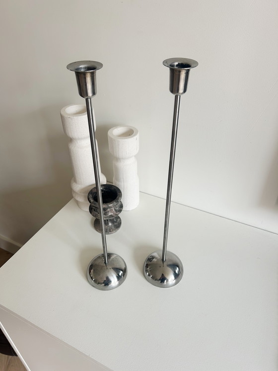 Image 1 of Set di 2 candelabri vintage IKEA della collezione Stockholm, disegnati da Ola Wihlborg negli anni '80.