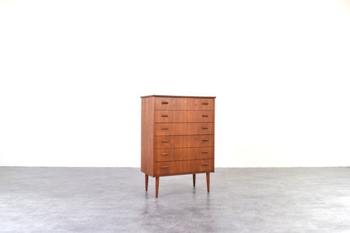 Cassettiera danese in teak di metà secolo, anni '60.